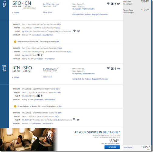 SFO-ICN $495 DL Sep 13-21