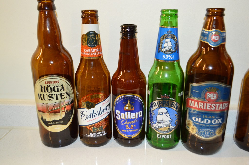 a group of beer bottles