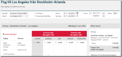 ARN-LAX $143ow DY Nov 21