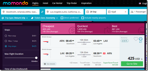 ARN-LAX $425 BA-ota Sep-Jul