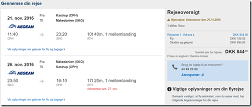 CPH-SKG Aegean 844DKK Expedia-dk Nov21-26