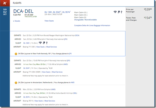 DCA-DEL $694 DL-1 Oct 2-10