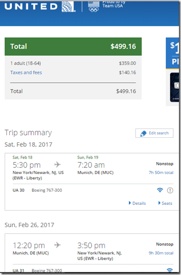 EWR-MUC $499 Feb18-26 UA