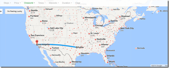Google Flights Fare map DFW OW Sep 7 ow