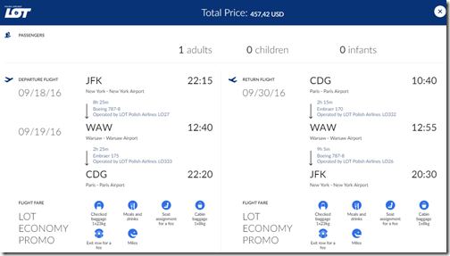 JFK-CDG $458 Sep 18-30 LOT