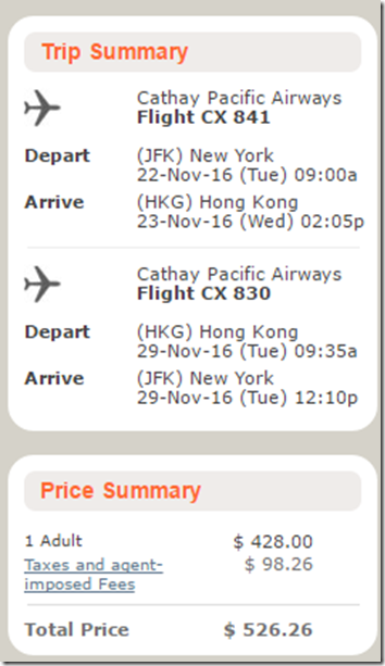 JFK-HKG $526-ota CX Nov22-29