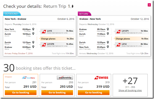 JFK-KRK $291 LX-ota Oct 6-12