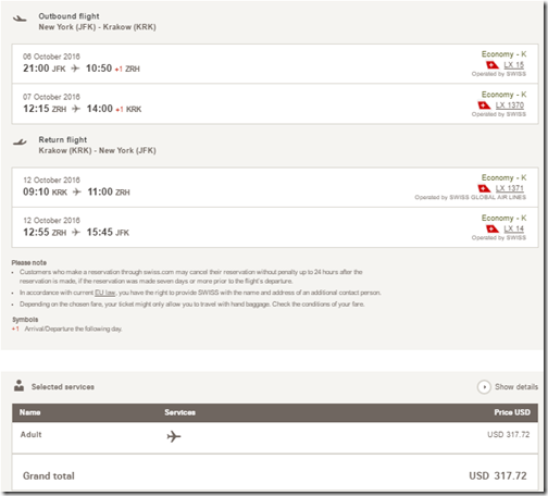 JFK-KRK $318 LX Oct6-12