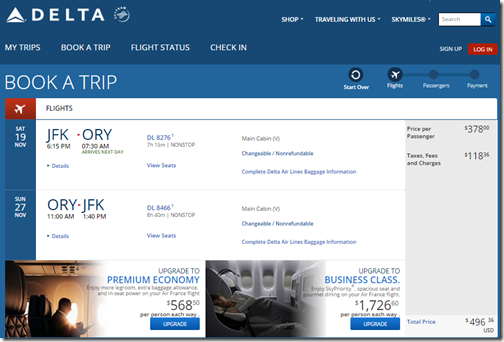 JFK-ORY $496 DL Nov19-27