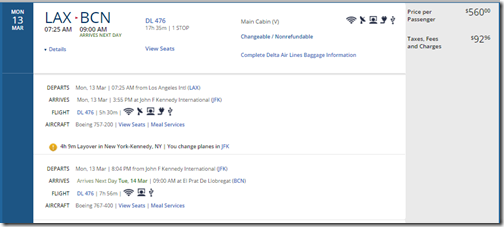 LAX-BCN $653 DL-1 Mar13-24