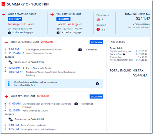 LAX-BSL $545 AF Nov20-28