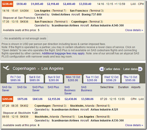 LAX-CPH $494 SK Oct3-10