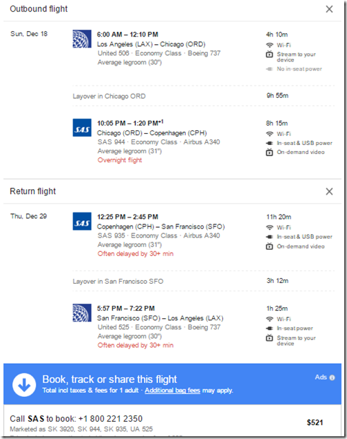 LAX-CPH $496 SK Dec18-29