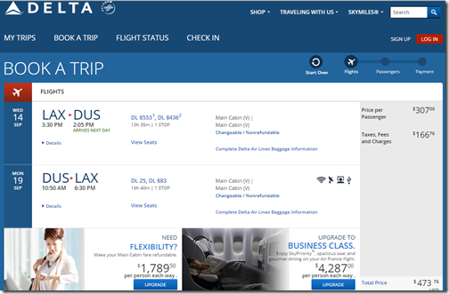 LAX-DUS $474 DL Sep 14-19