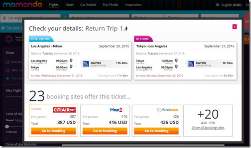 LAX-HND $387 Momondo CitiAir UA