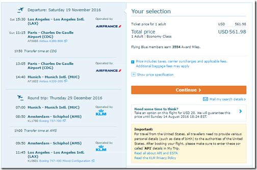 LAX-MUC $562 KL Nov19-Dec29