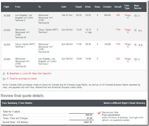 LAX-NRT $491 Oct 1-9 AC