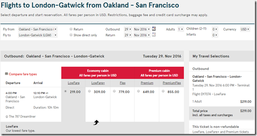 OAK-LGW $219ow DY Nov29