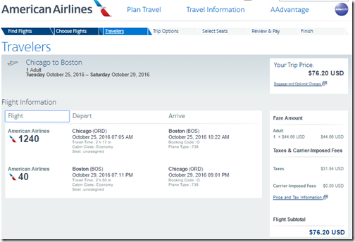 ORD-BOS $76 AA Oct25-29