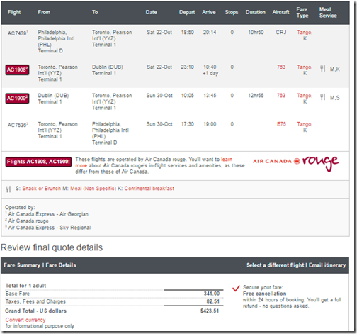 PHL-DUB $424 AC Oct 22-30