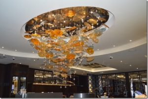 a chandelier in a room