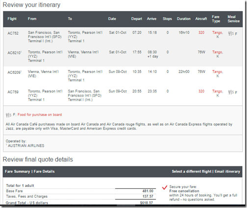 SFO-VIE $619 AC Oct 1-9