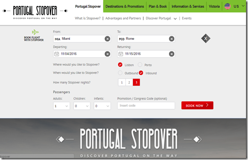 TAP free Portugal stopover