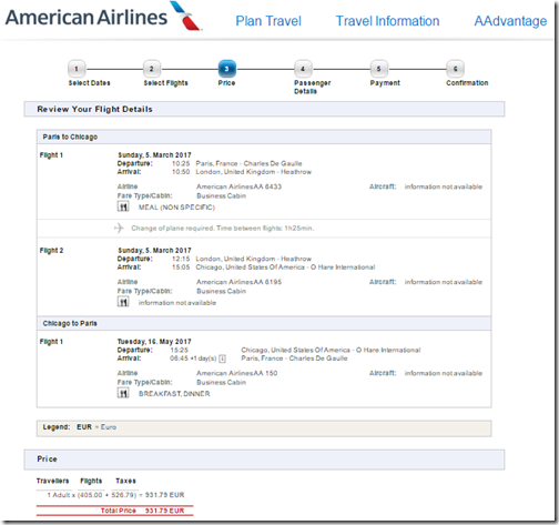 CDG-ORD $1,040 AA Biz Class Marc5 - May 16