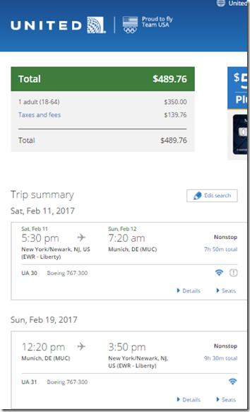 EWR-MUC $490 UA Feb11-19