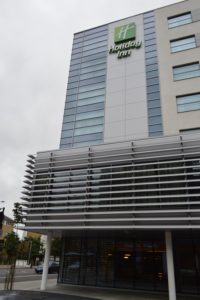 a building with a sign on the side