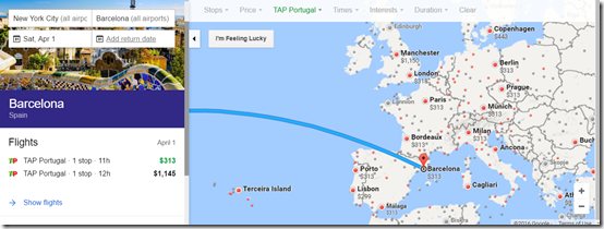JFK-BCN $313ow TAP Europe Google Flights Fare Map 4-1-17