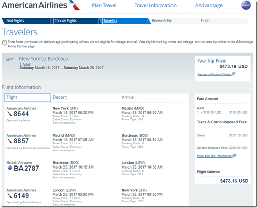 JFK-BOD $473 AA Mar18-25