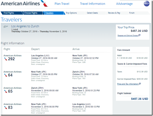 LAX-ZRH $457 AA Oct27-Nov3