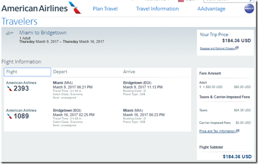 MIA-BGI $184 AA Mar9-16