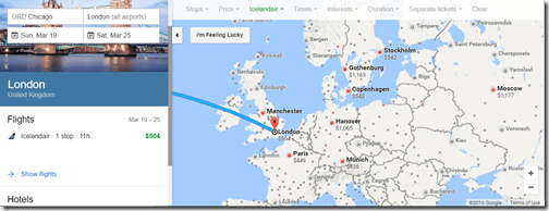 ORD-LGW FI Google Flights map