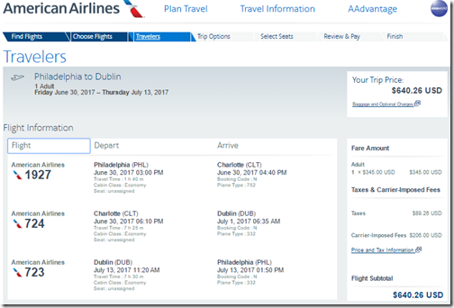 PHL-DUB $640 AA Jun30-Jul13