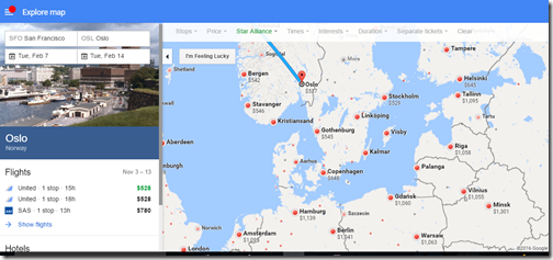 SFO-OSL $544 Feb 7-14 Google Flights