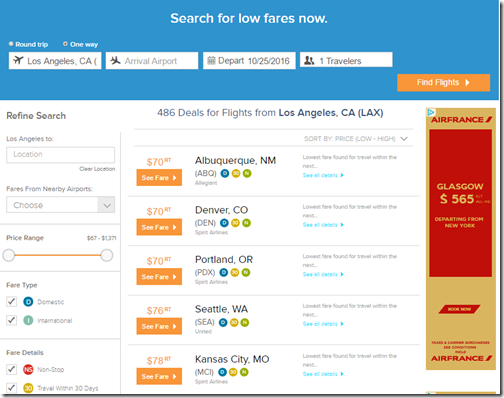AFWD LAX low fares