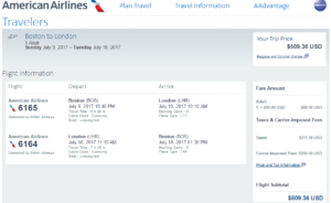 a screenshot of a flight information