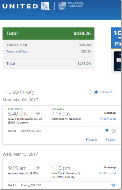 EWR-AMS $438 UA Mar6-15