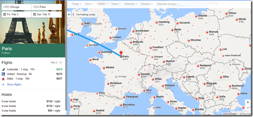 Google Flights ORD-Europe fares Feb 3-11