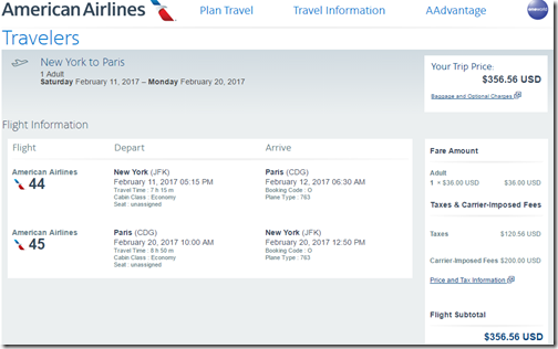 JFK-CDG $357 AA Feb 11-20