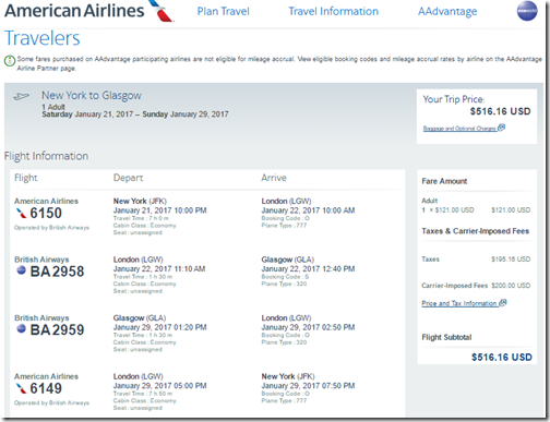 JFK-GLA $516 AA Jan 21-29