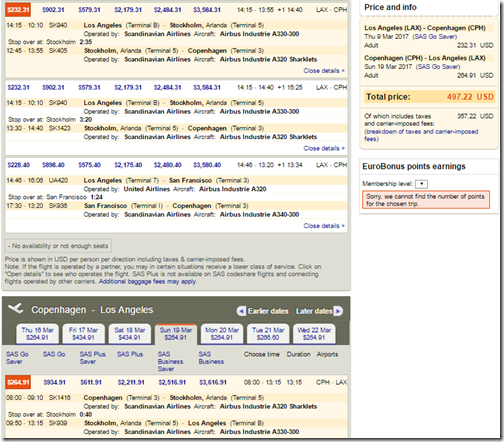 LAX-CPH $497 SK Mar9-19