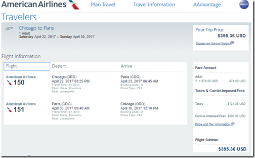 ORD-CDG $395 AAnonstop Apr22-30