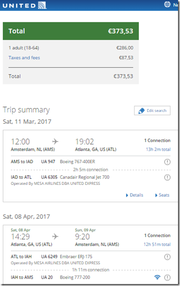 AMS-ATL $395 UA Mar11-Apr8