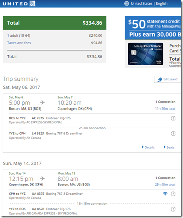 BOS-CPH $335 UA May6-14