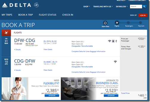 DFW-CDG $486 DL Mar31-Apr10