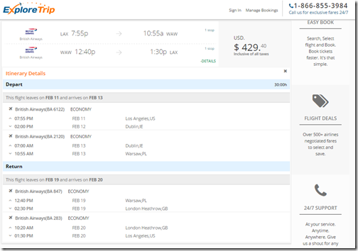 LAX-WAS $429 BA-EI Feb 11-19