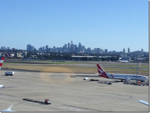 Qantas First lounge SYD view